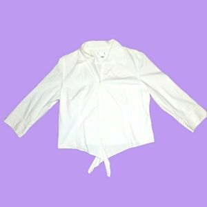 Loft button up tie up crop top white